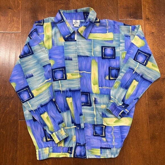 Sport Savvy Vintage Multicolor Full Zip Windbreaker Purple Women's Size Medium - Picture 3 of 6